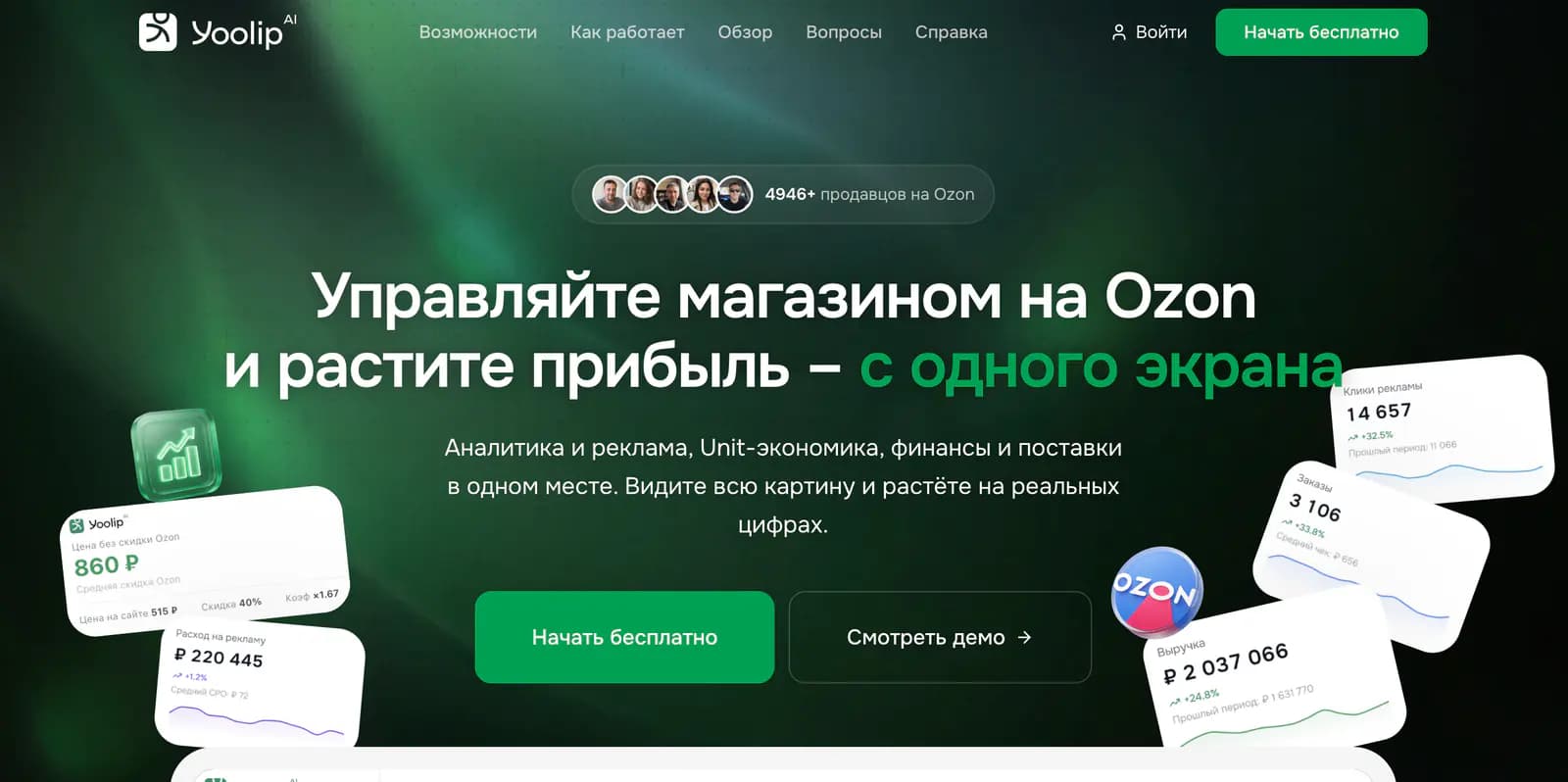 Лендинг сервиса Yoolip